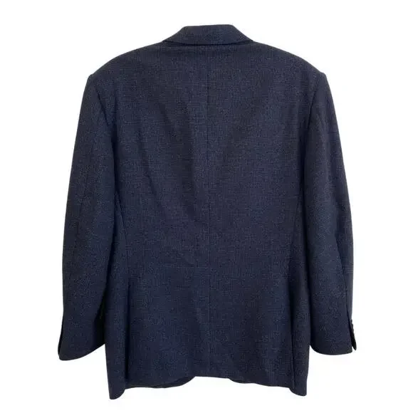 Corneliani Italy Navy Blue Houndstooth Wool Blazer Jacket Sports IT 48 US 38 - Picture 4 of 16